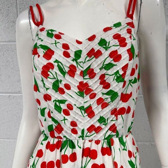 Womens Vintage 70s 80s Jenni Cherry Print Sun Dress Size Small - Picture 2 of 11